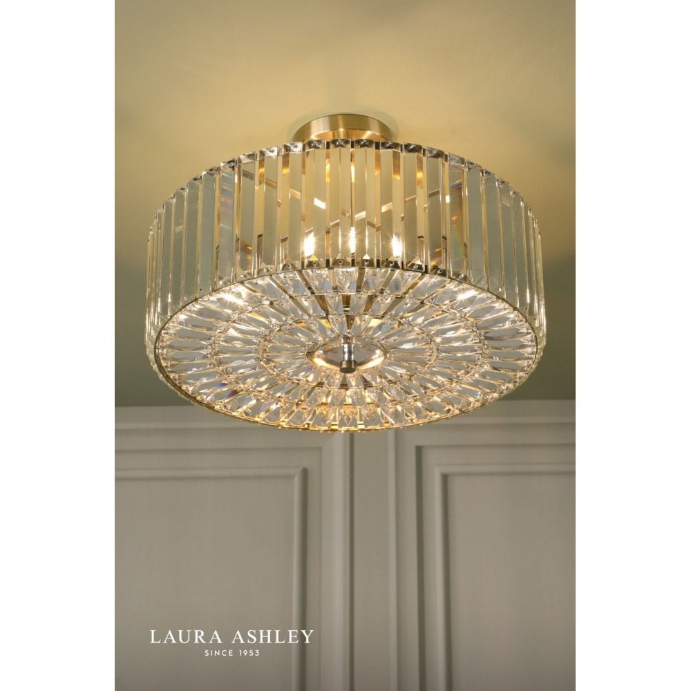 Fernhurst Antique Brass 4 Light Semi Flush Fitting