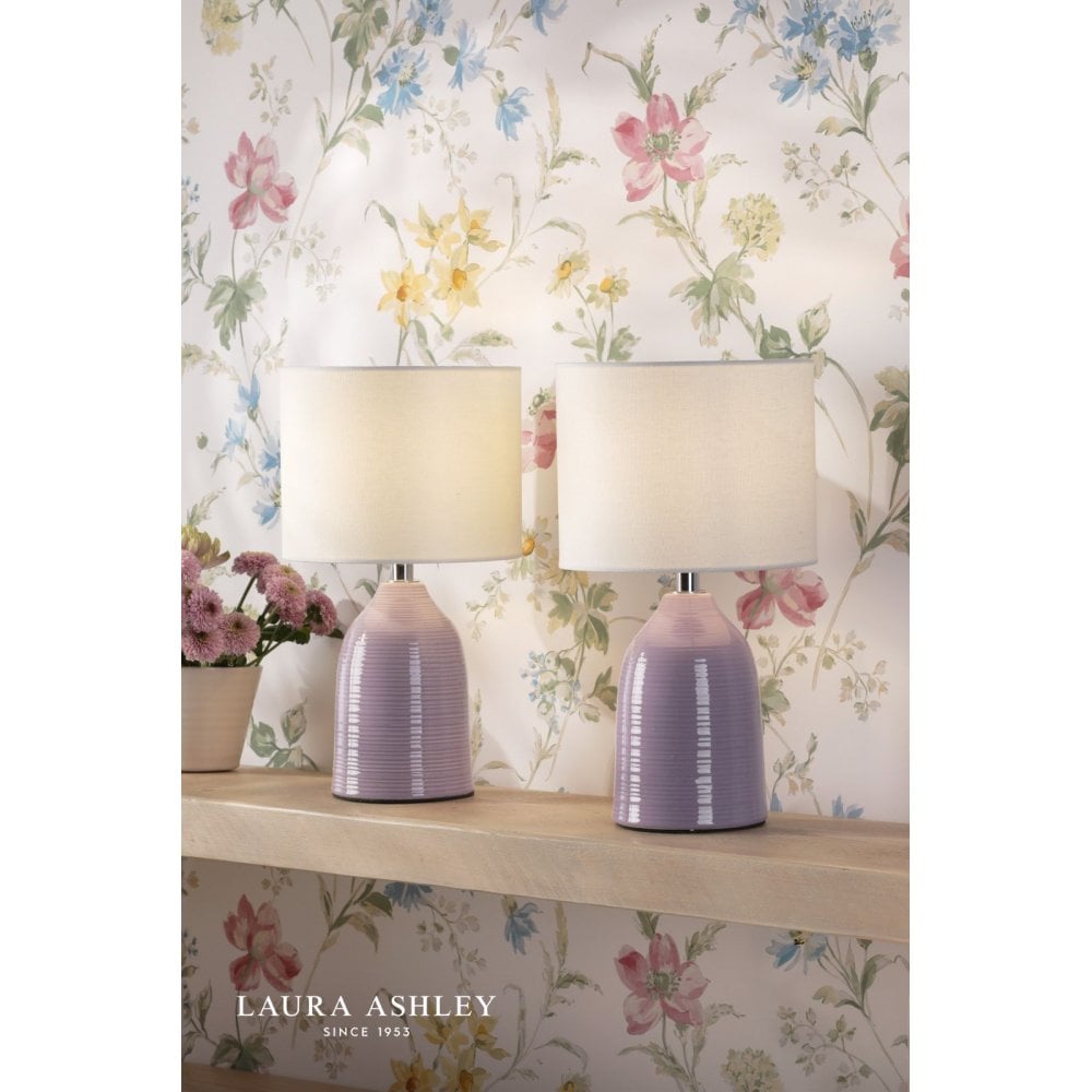 Penny Twin Pack Purple Ceramic Table Lamp C/W Shades