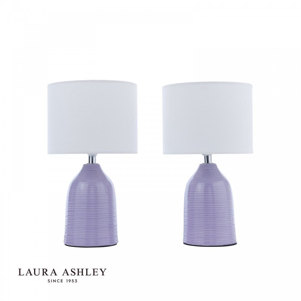 Penny Twin Pack Purple Ceramic Table Lamp C/W Shades