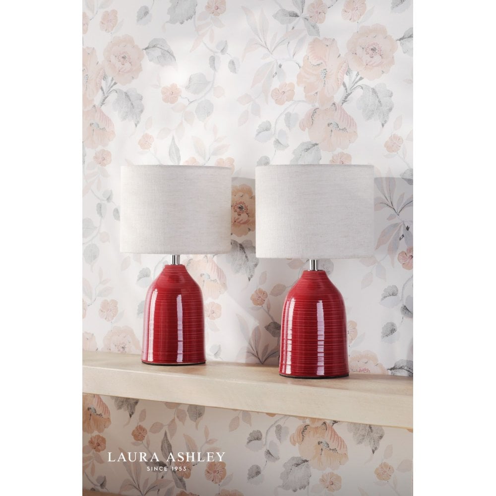 Penny Twin Pack Red Ceramic Table Lamp C/W Shades