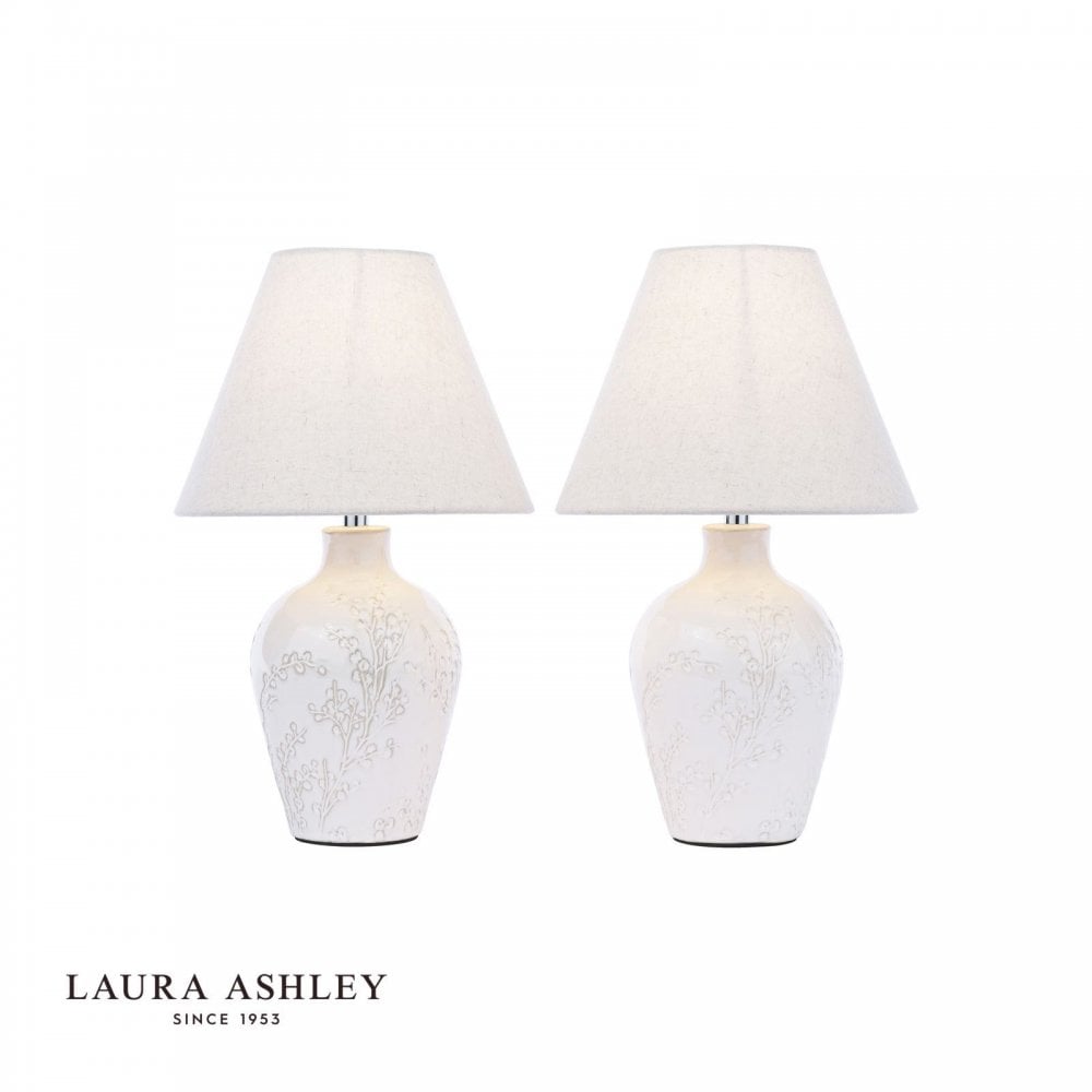 Pussywillow Twin Pack Cream Table Lamp C/W Shades