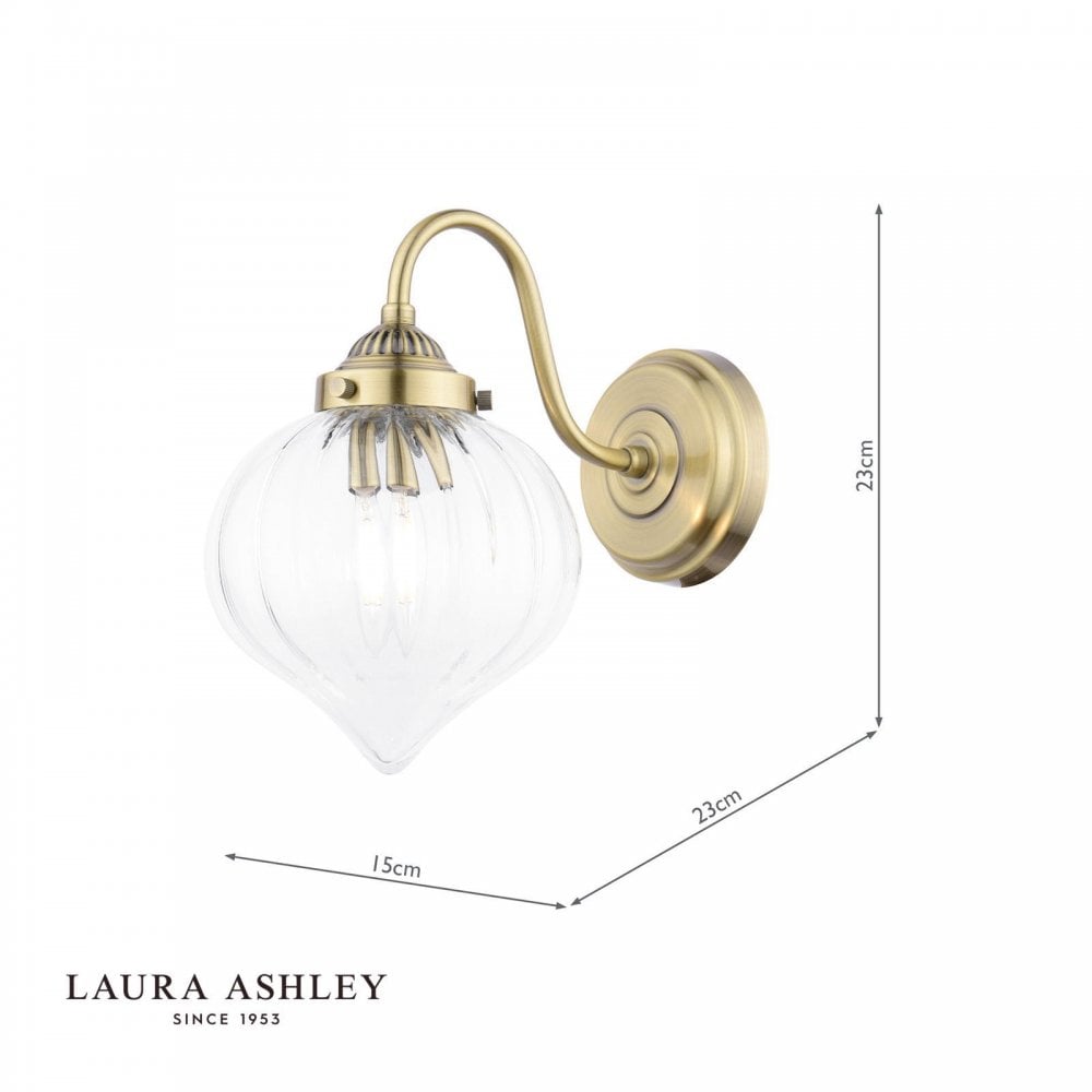 Whitham Antique Brass Wall Light with Ribbed Glass