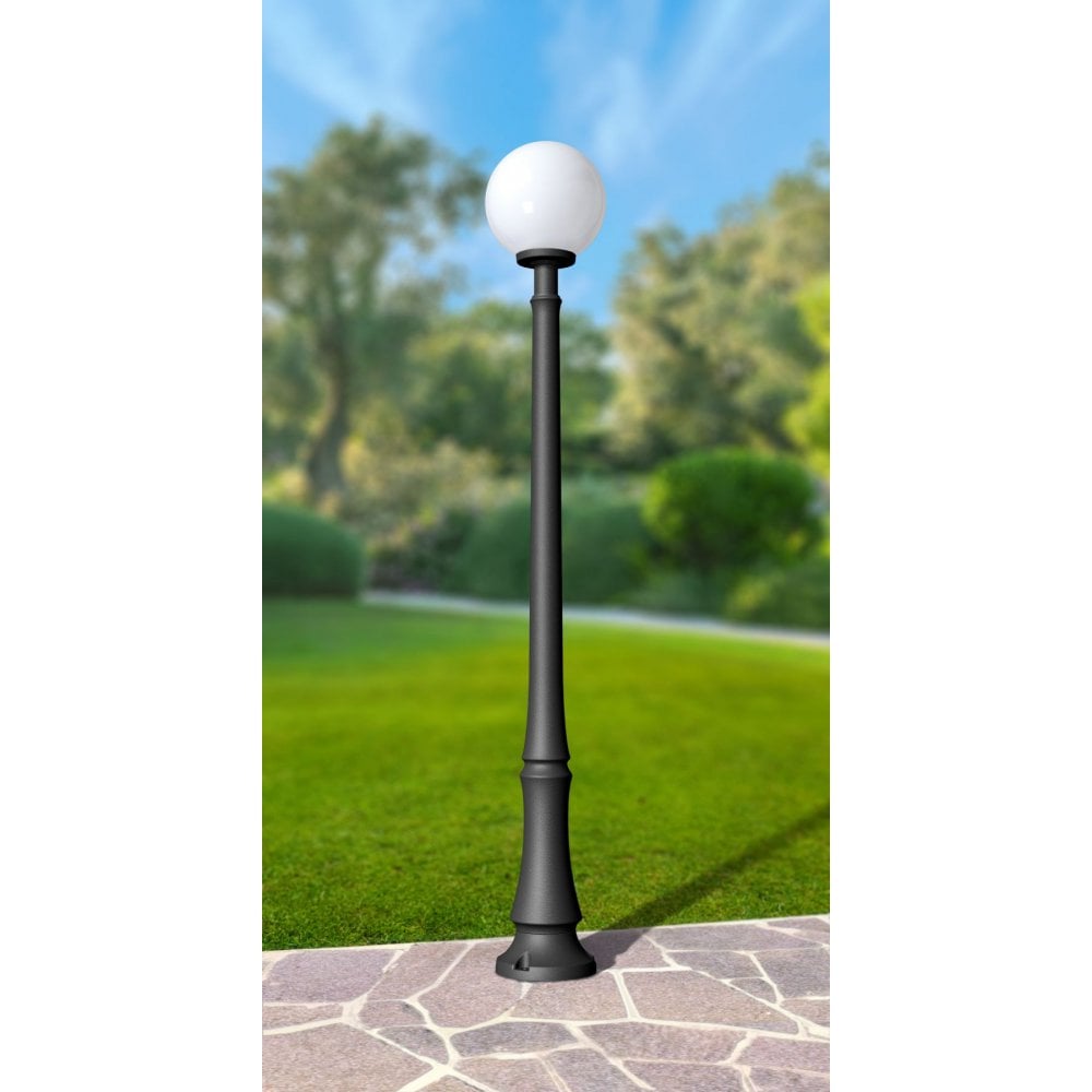 Dino 300mm Opal Globe Post Light in Black