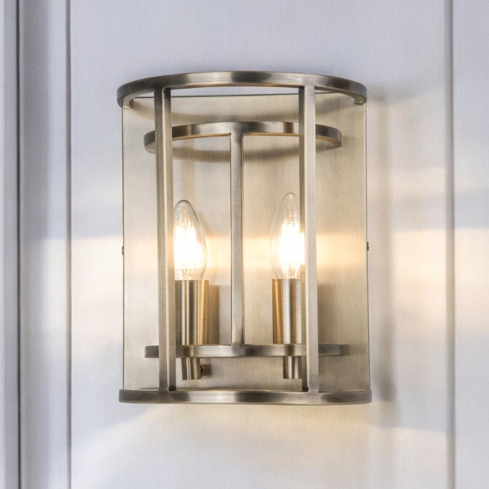 Chester 2 Light Wall Fitting in Antique Brass