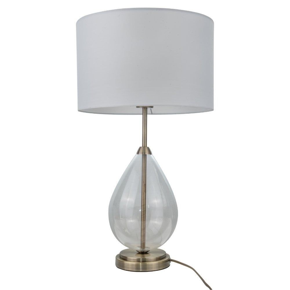Rayna Antique Brass & Crystal Table Lamp C/W Shade