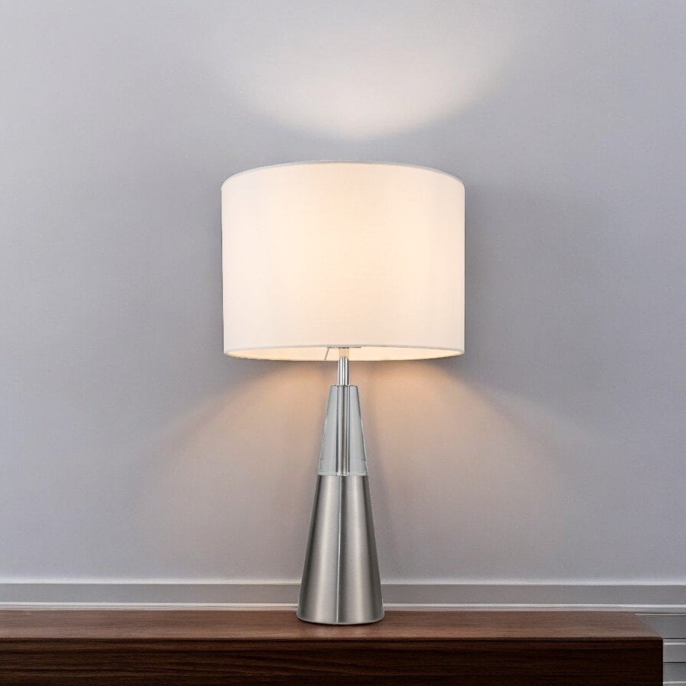 Lola Satin Chrome Table Lamp C/W Shade