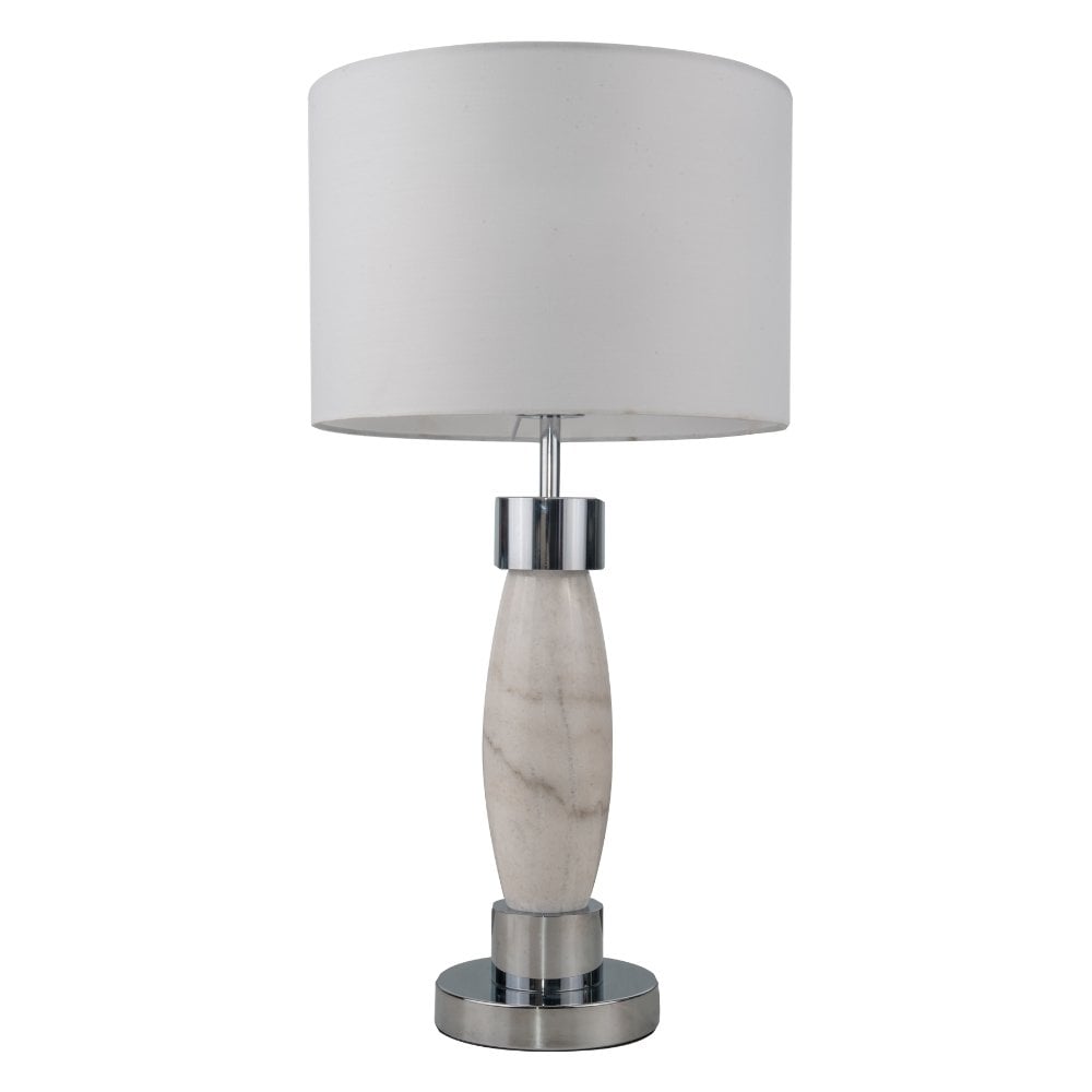 Amelia Polished Chrome & Marble Table Lamp C/W Shade