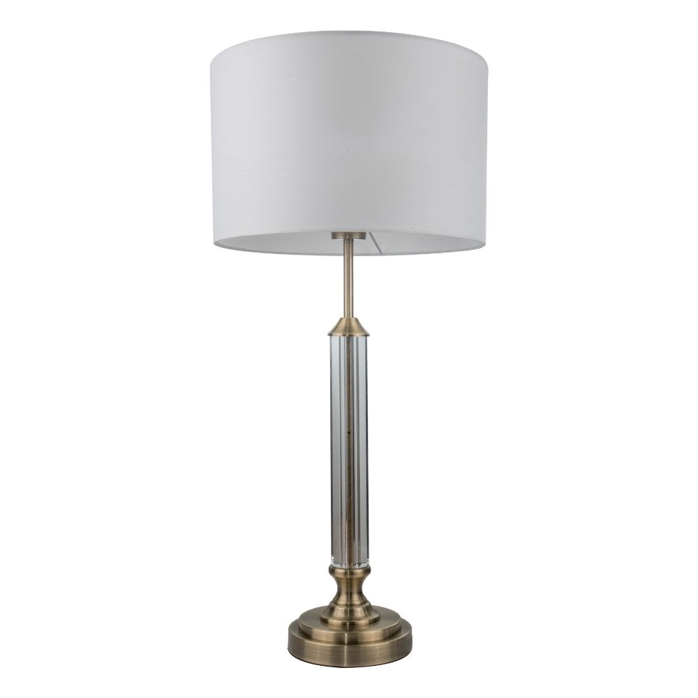 Julie Antique Brass & Crystal Table Lamp C/W Shade