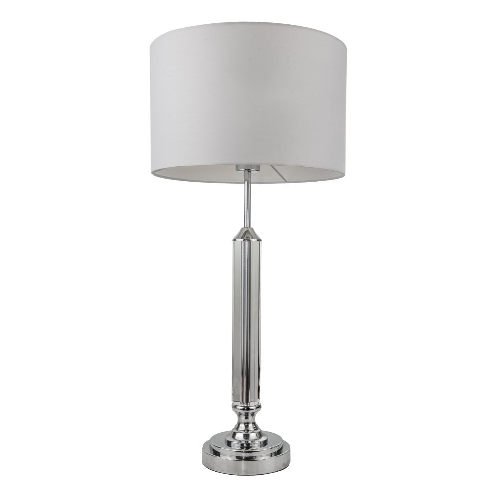 Julie Polished Chrome & Crystal Table Lamp C/W Shade