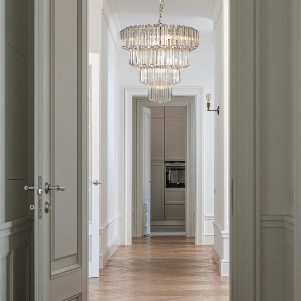 Pierre 11 Light Crystal Pendant in Satin Brass