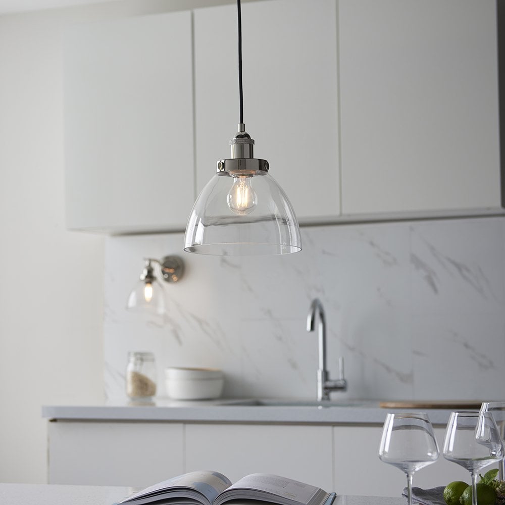 Hansen Single Pendant in Bright Nickel