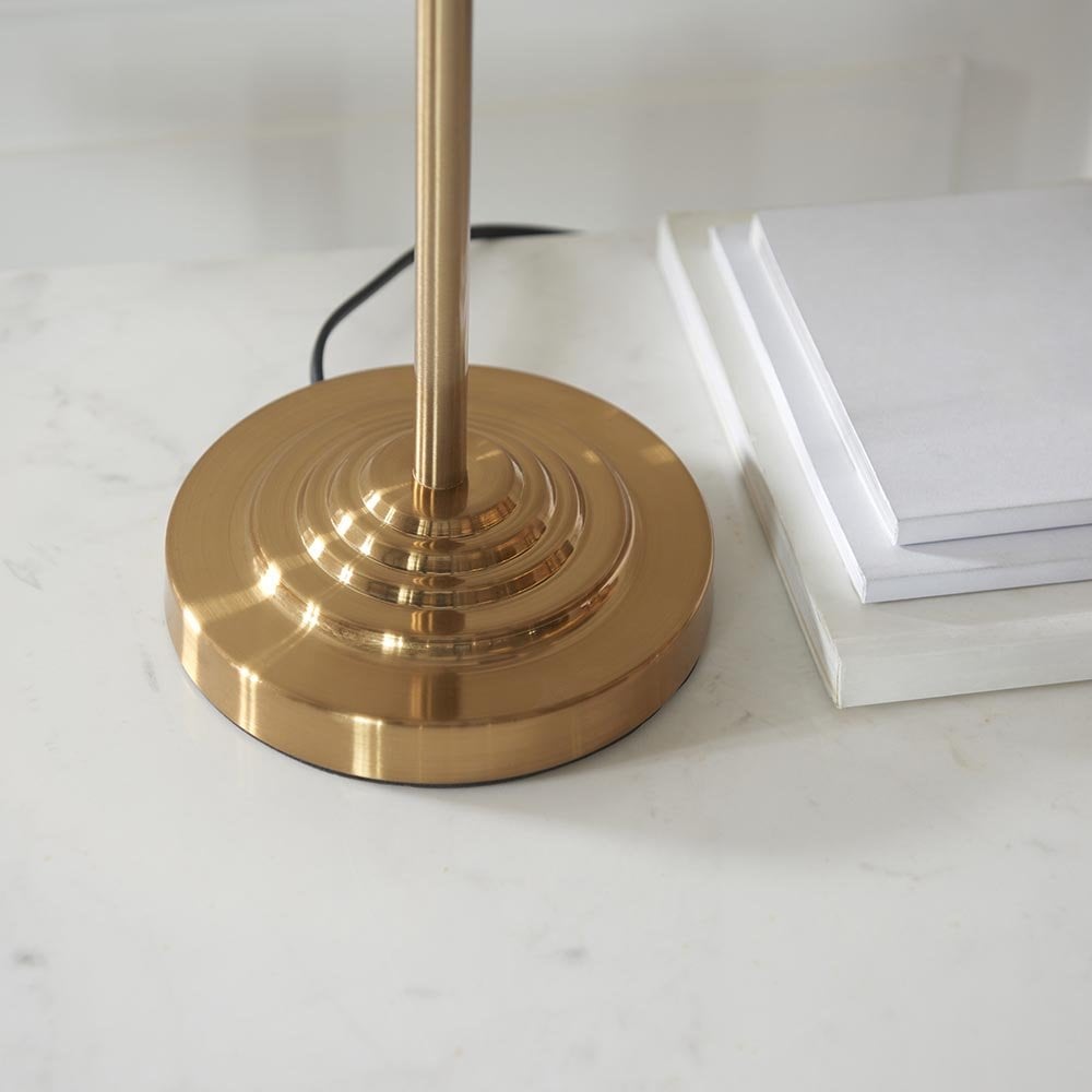 Highclere 3 Light Table Lamp in Brass C/W Natural Shade