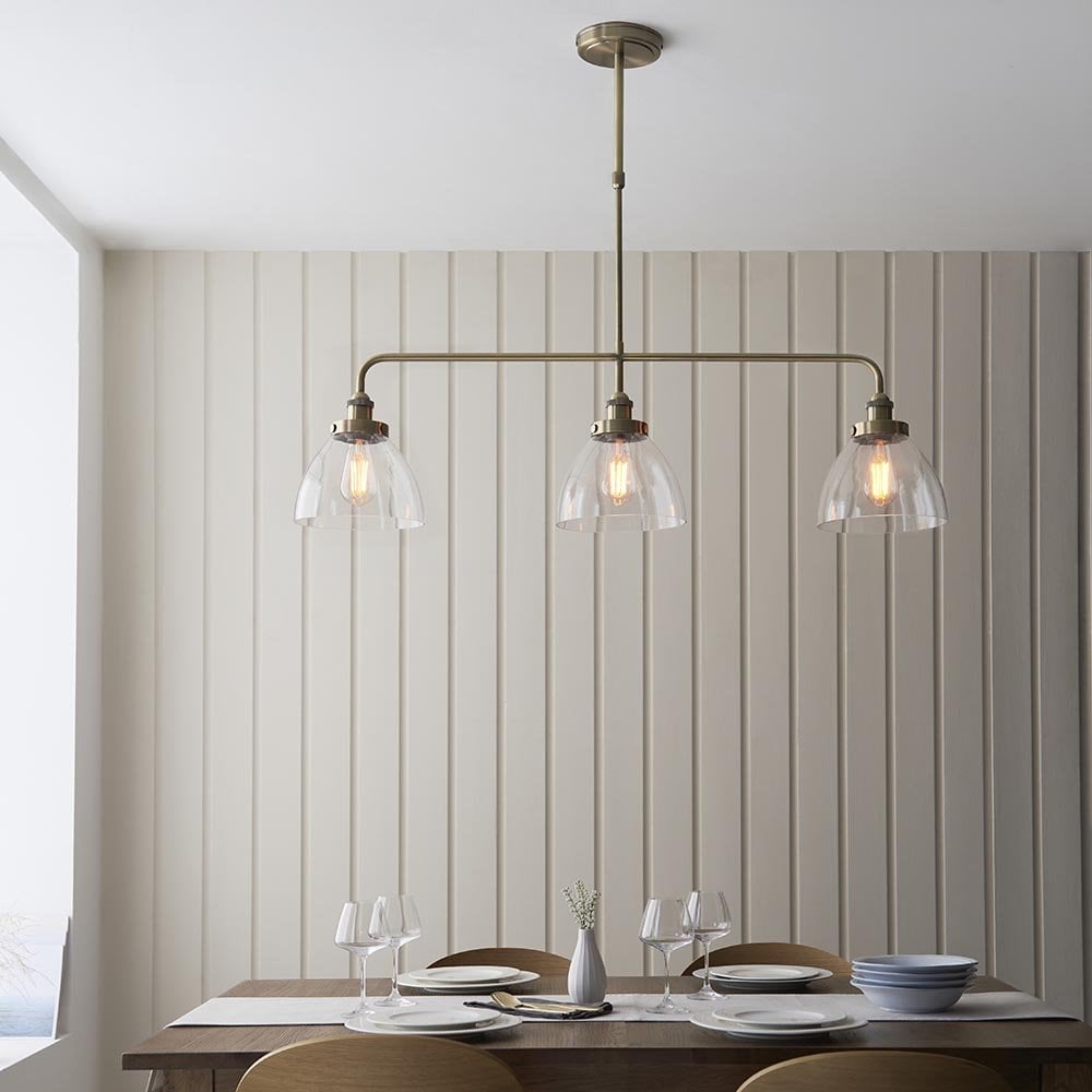 Hansen 3 Light Bar Linear Pendant in Antique Brass
