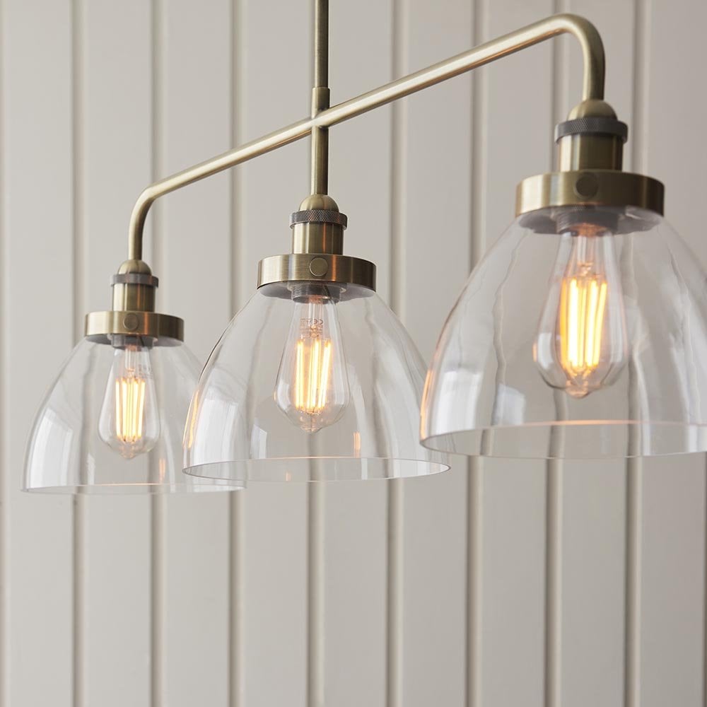 Hansen 3 Light Bar Linear Pendant in Antique Brass