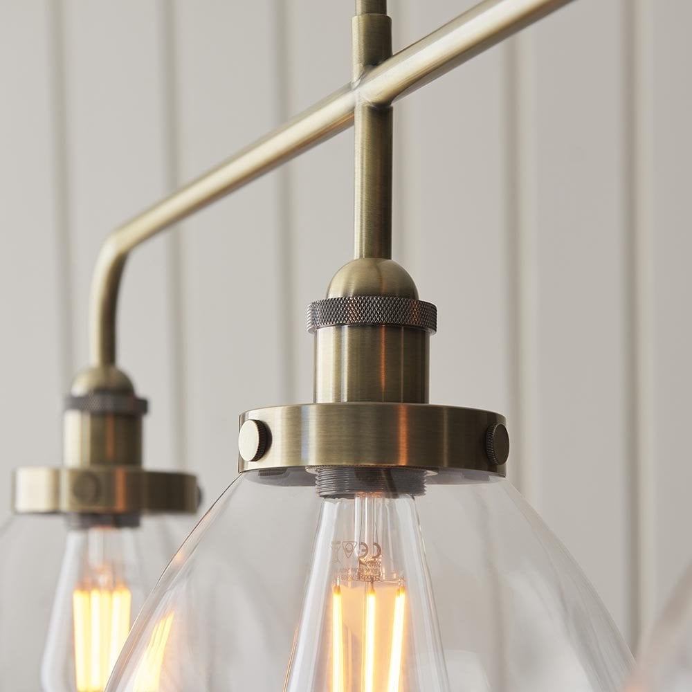 Hansen 3 Light Bar Linear Pendant in Antique Brass
