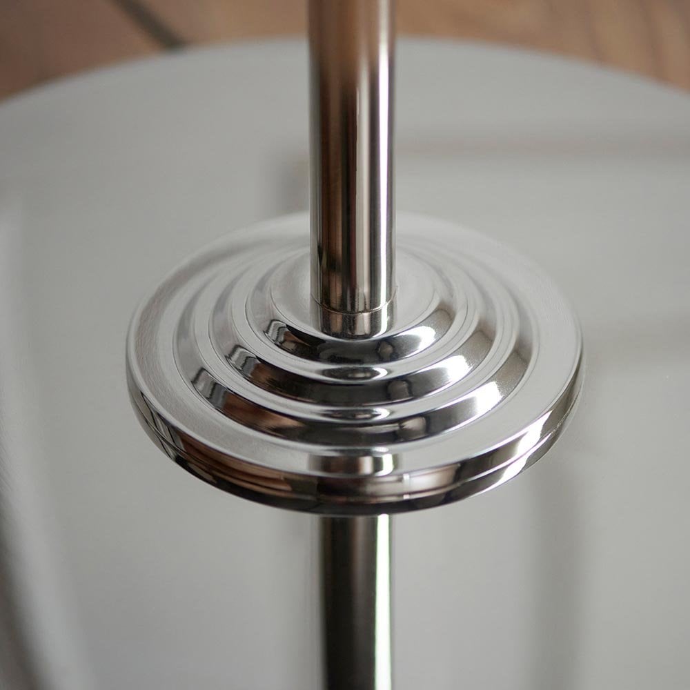 Highclere Single Floor Lamp in Brushed Chrome with Natural Shade