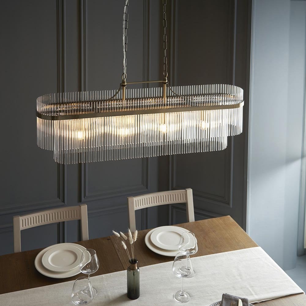 Marietta 4 Light Linear Pendant in Antique Brass