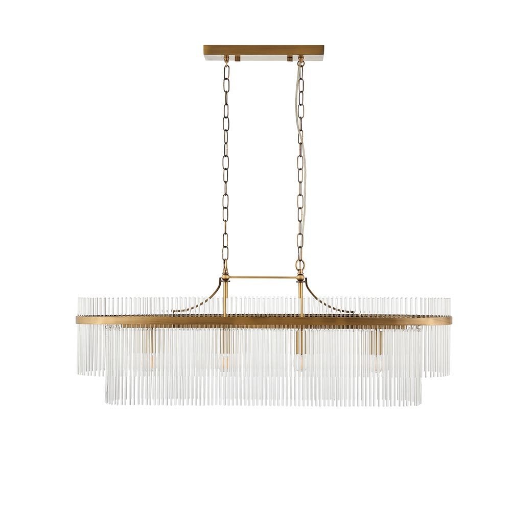 Marietta 4 Light Linear Pendant in Antique Brass