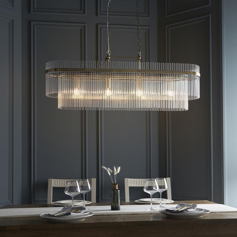 Marietta 4 Light Linear Pendant in Antique Brass