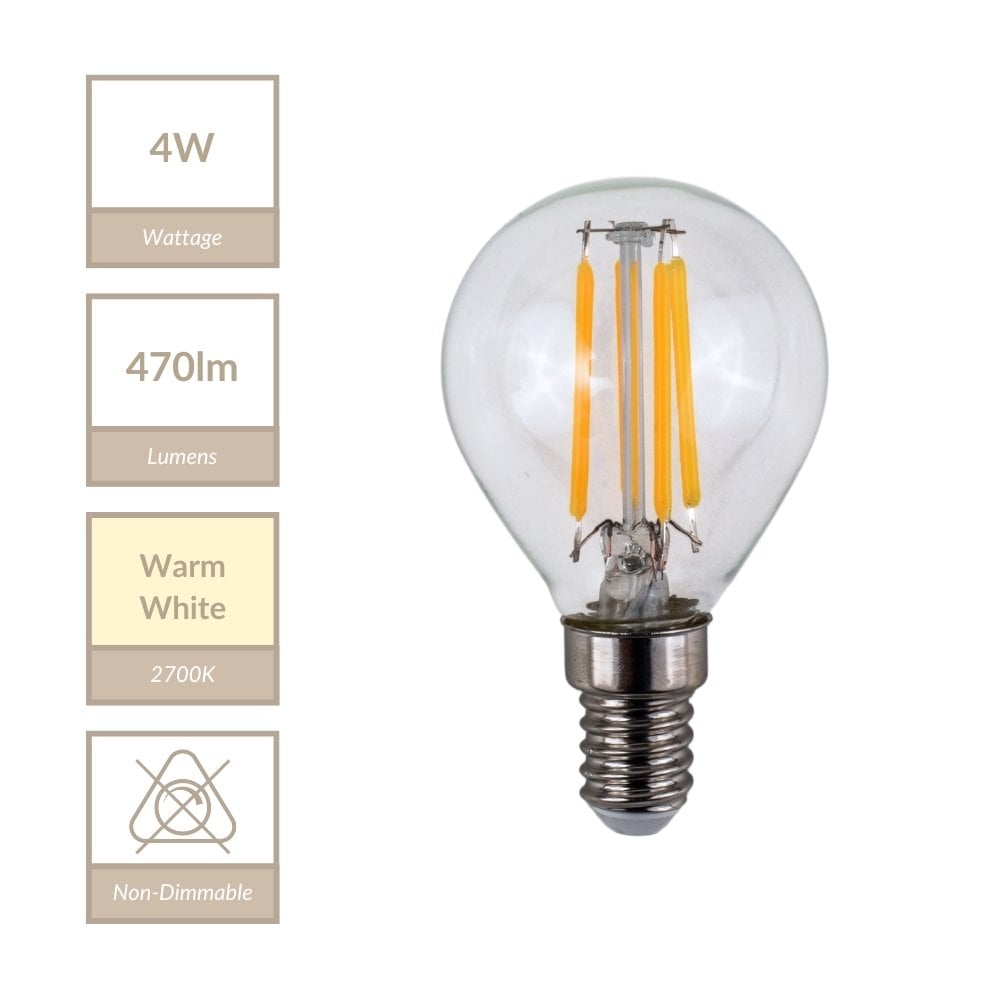 4W E14 Non Dimmable Golf Ball Bulb in Warm White