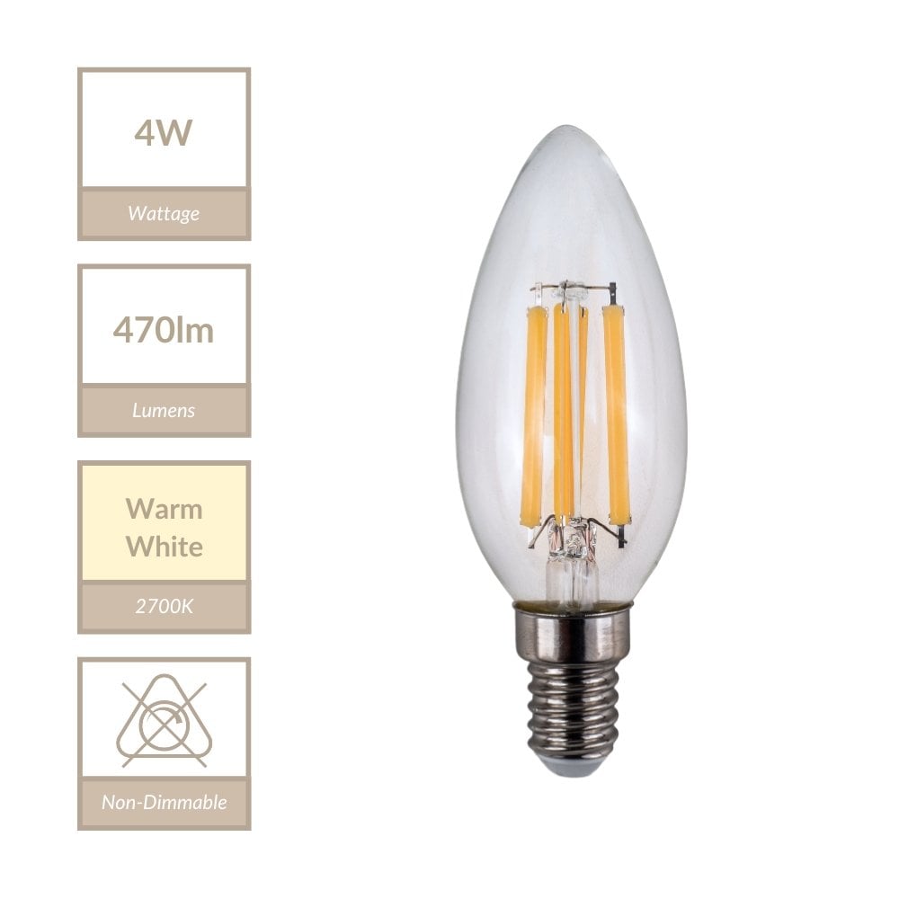 4W E14 Non Dimmable Candle Bulb in Warm White