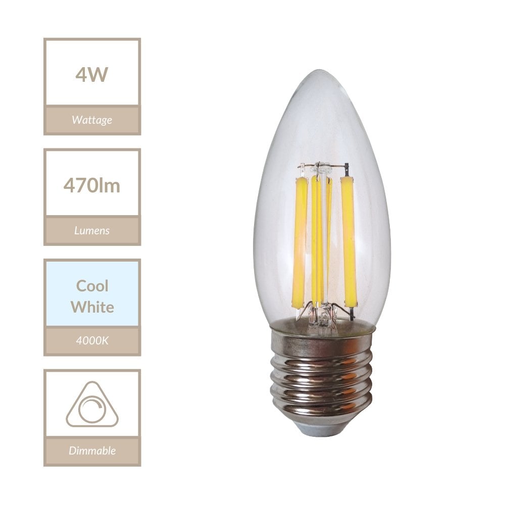 4W E27 Dimmable Candle Bulb in Cool White