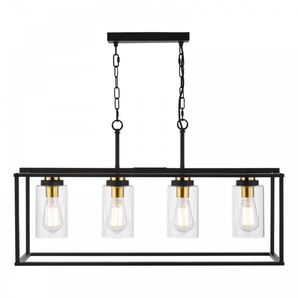 Abel 4 Light Bar in Black with Brass Detail