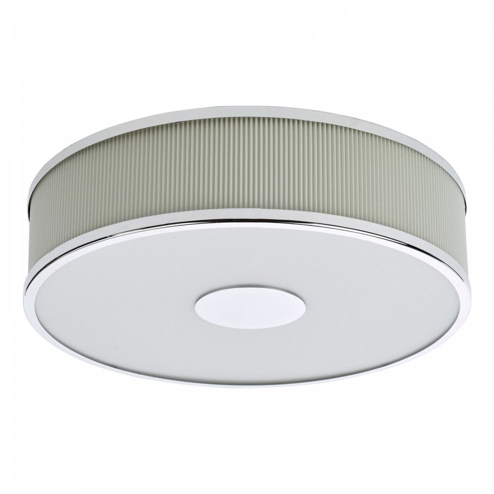 Alvaro Polished Chrome 3 Light Flush Fitting C/W Ivory Shade