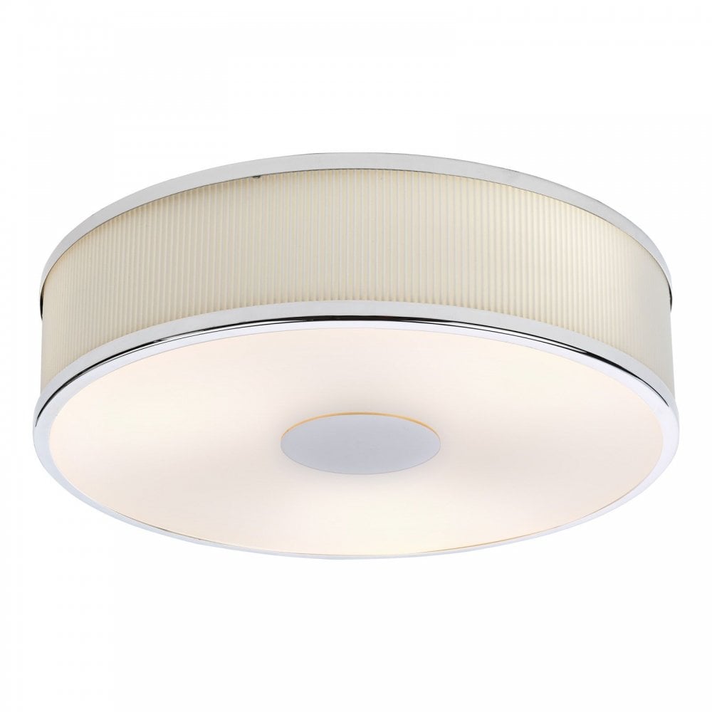 Alvaro Polished Chrome 3 Light Flush Fitting C/W Ivory Shade