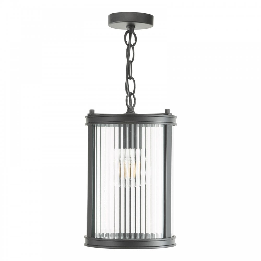 Bianka Matt Black & Ribbed Glass Single Pendant