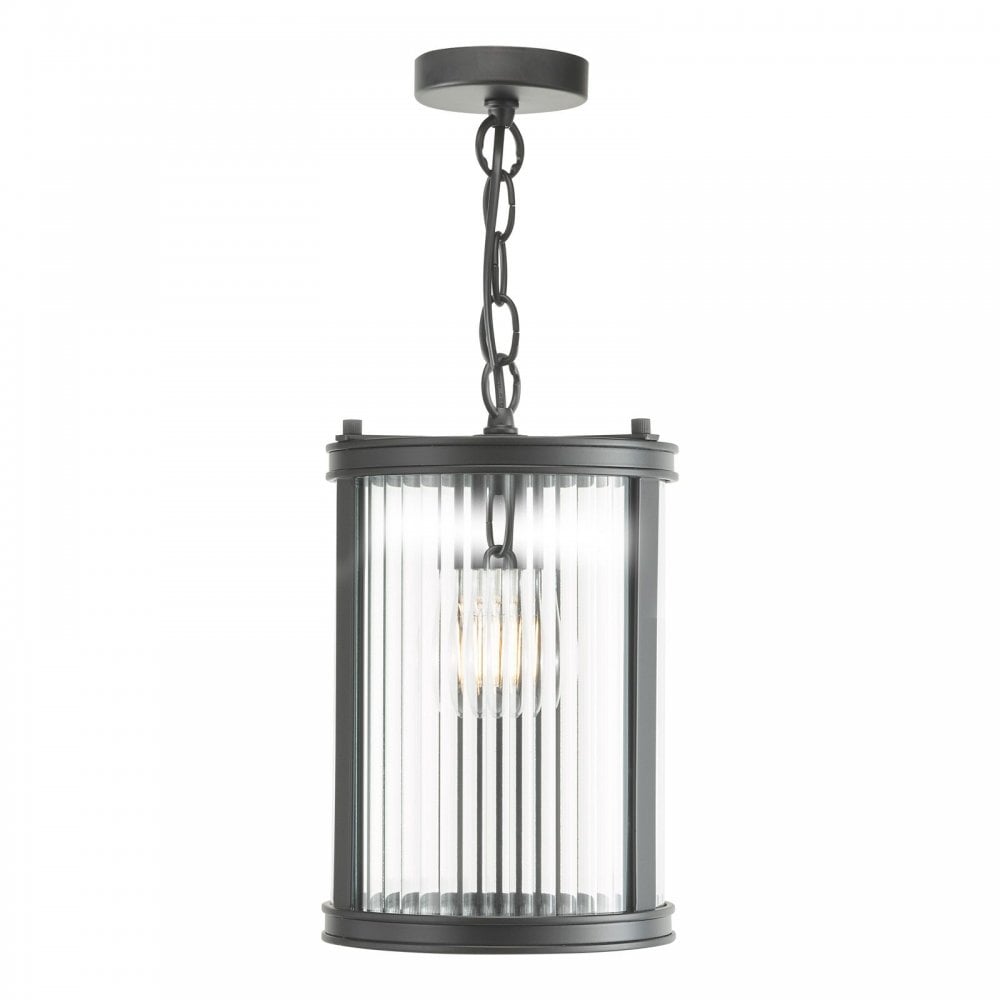 Bianka Matt Black & Ribbed Glass Single Pendant