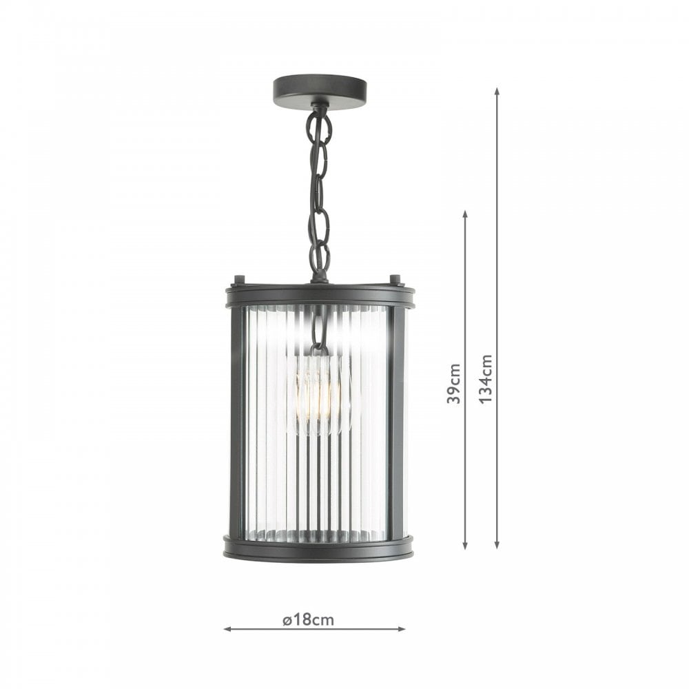 Bianka Matt Black & Ribbed Glass Single Pendant