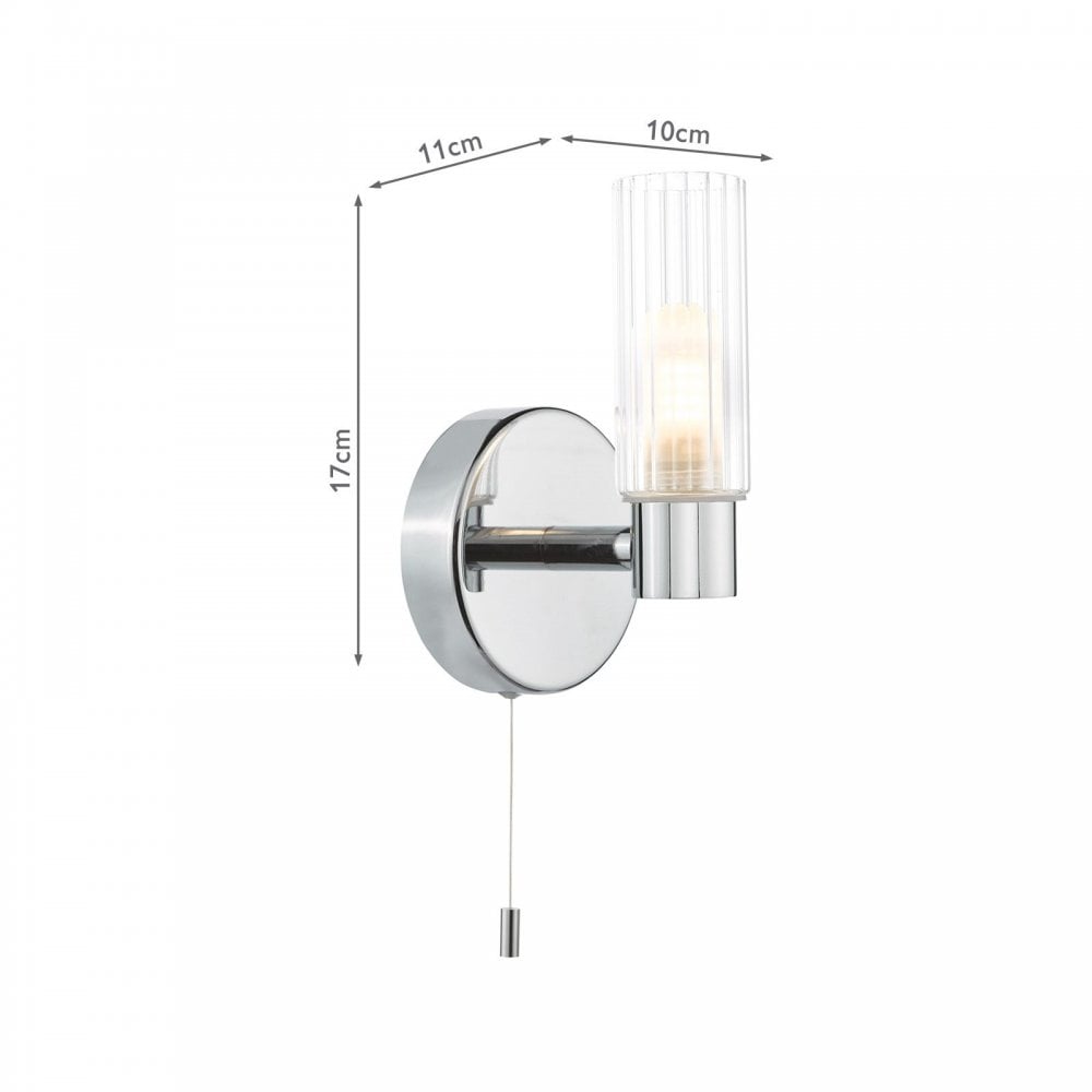 Bolton Single Polished Chrome Wall Light IP44