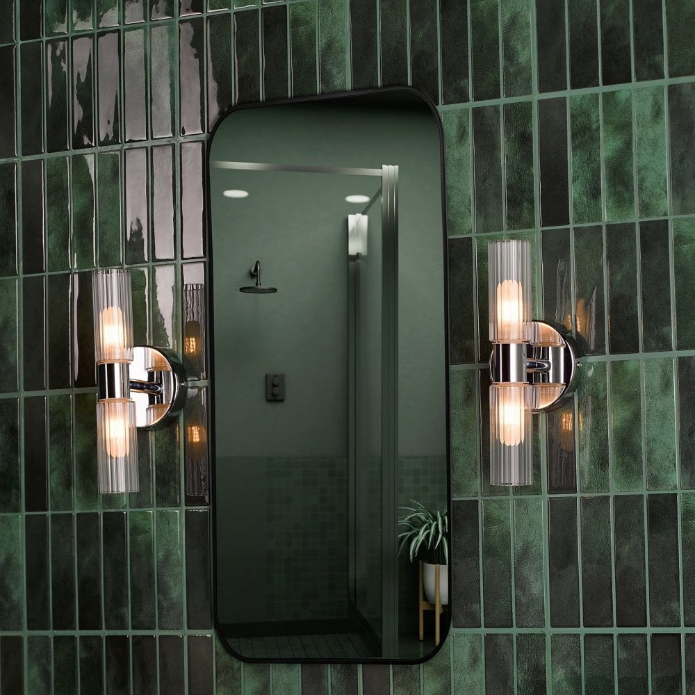 Bolton Double Polished Chrome Wall Light IP44
