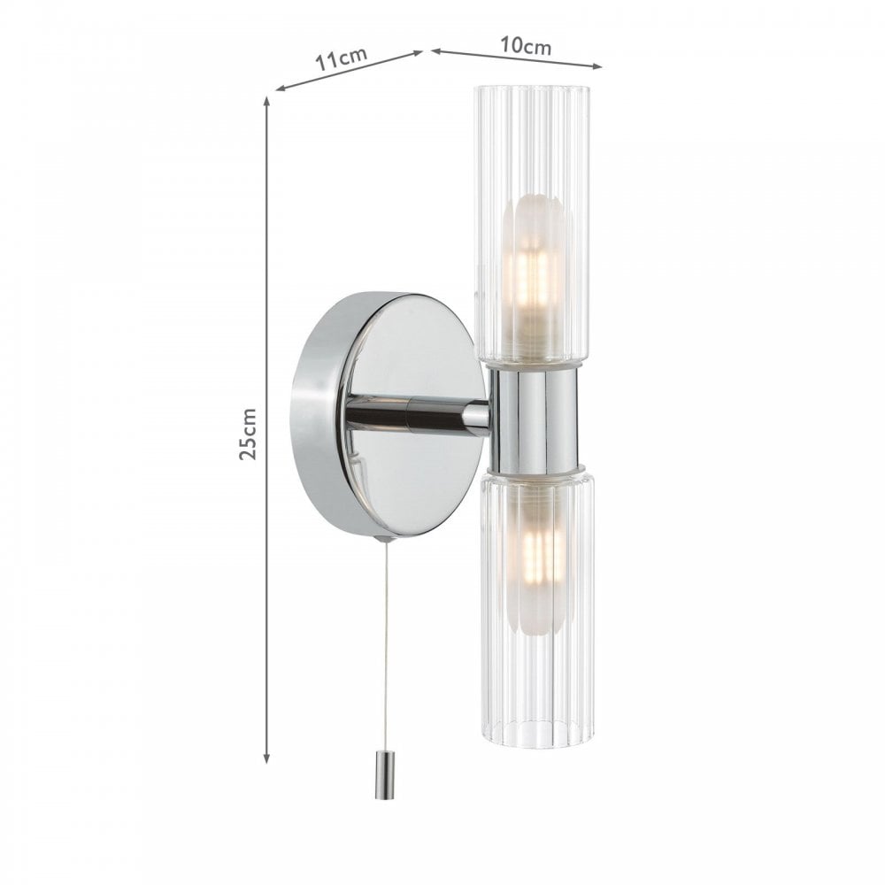 Bolton Double Polished Chrome Wall Light IP44