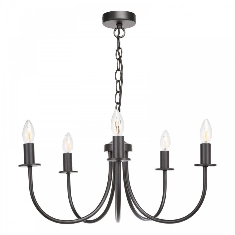Becca 5 Light Pendant in Matt Black