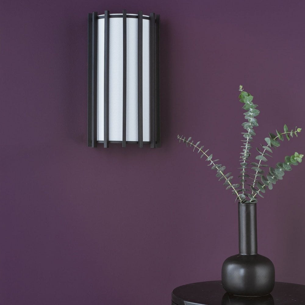 Cagliari Matt Black Wall Light C/W Ivory Shade
