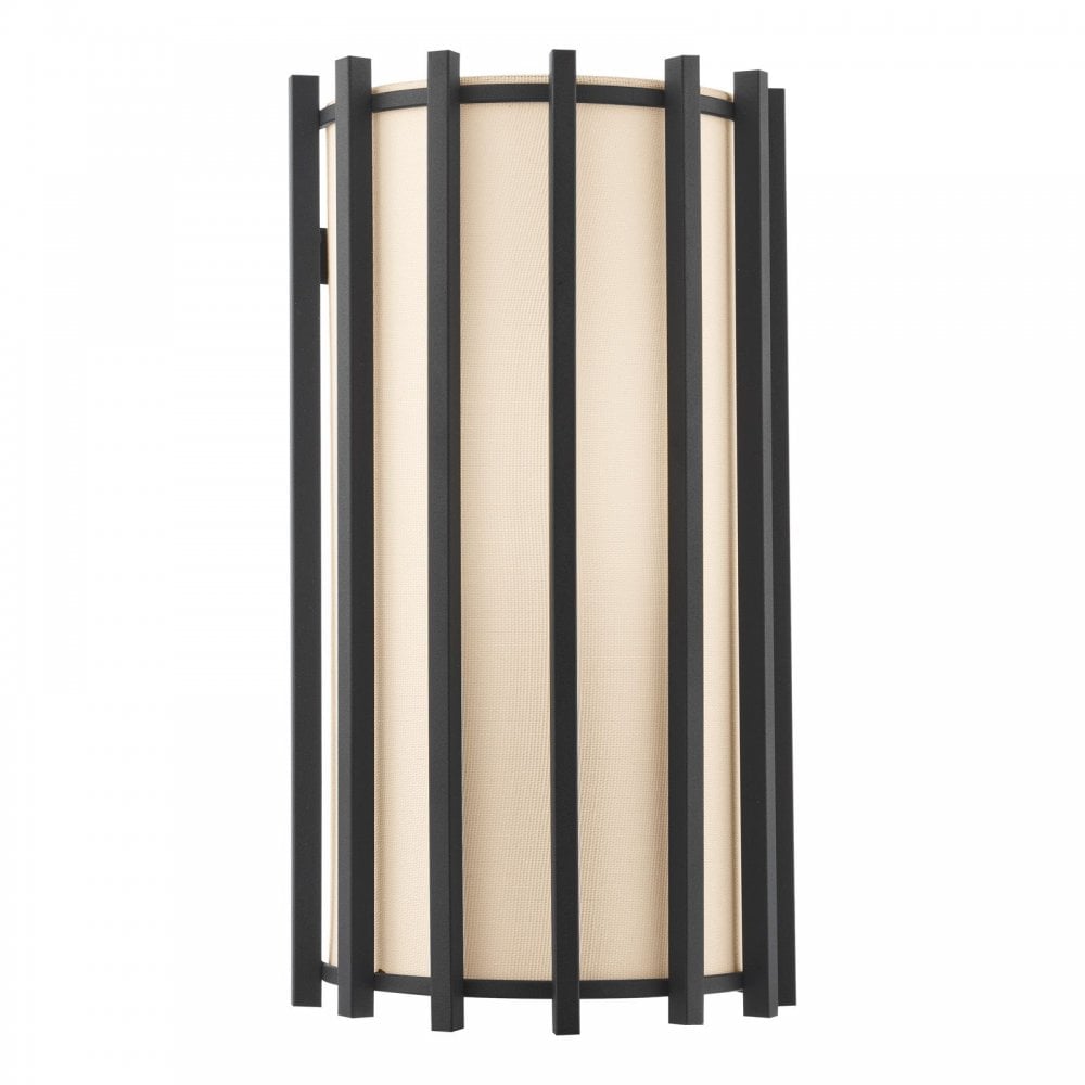 Cagliari Matt Black Wall Light C/W Ivory Shade