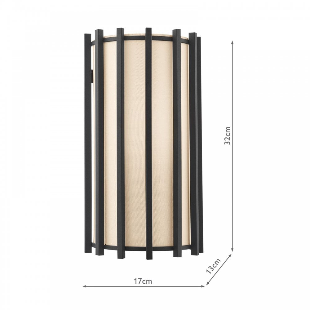 Cagliari Matt Black Wall Light C/W Ivory Shade