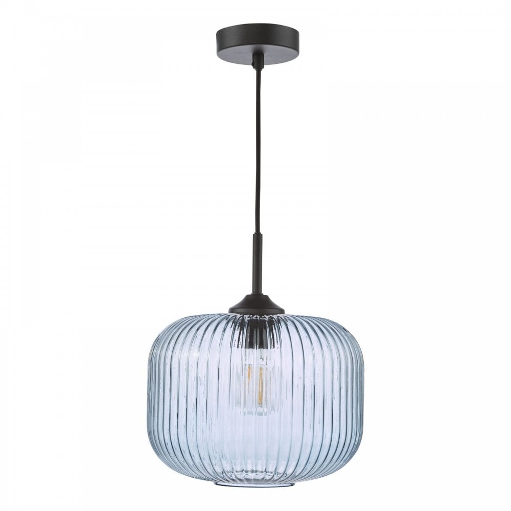 Demarius Black Pendant with Blue Glass
