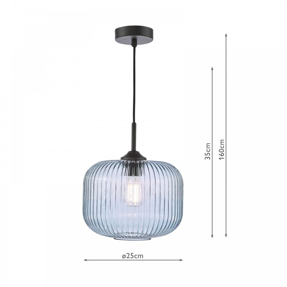 Demarius Black Pendant with Blue Glass