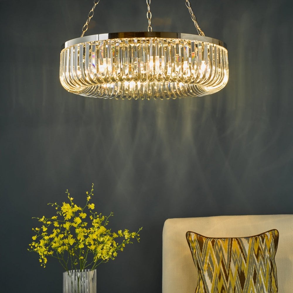 Sigourney 8 Light Satin & Gold Crystal Chandelier