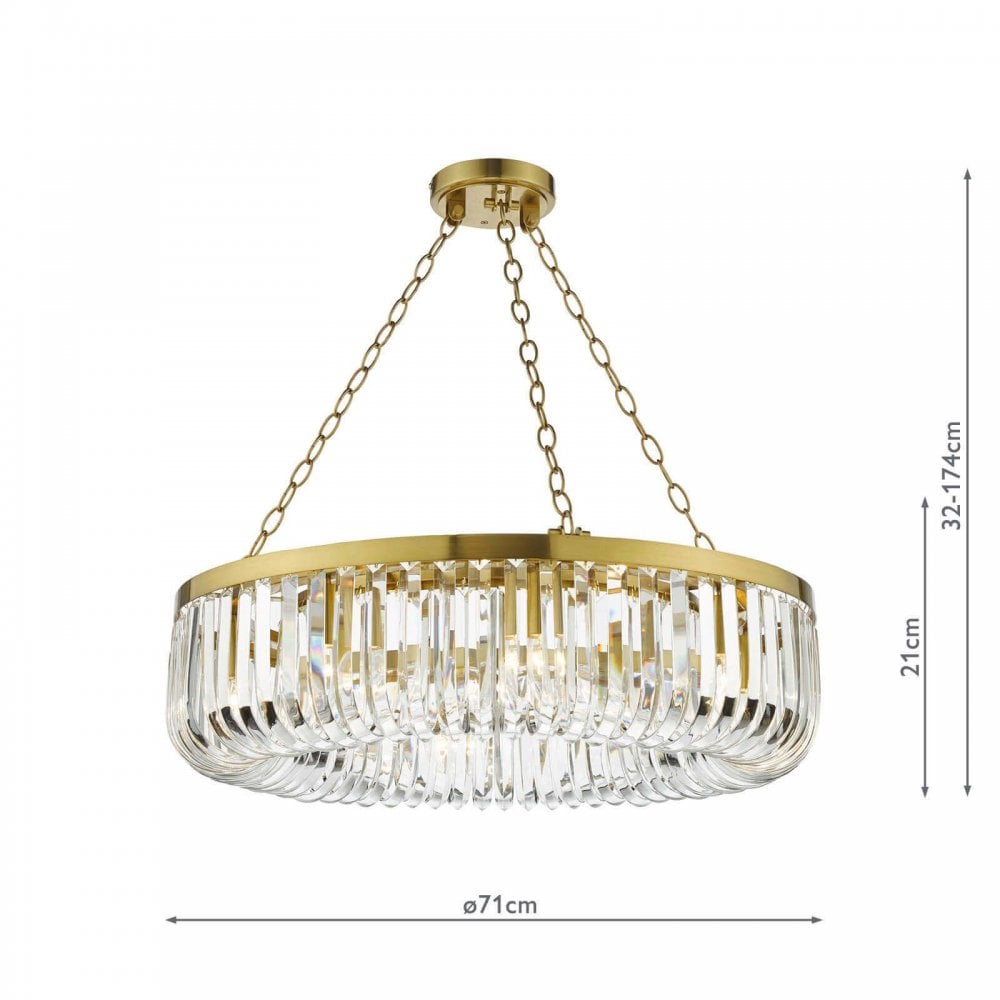 Sigourney 8 Light Satin & Gold Crystal Chandelier