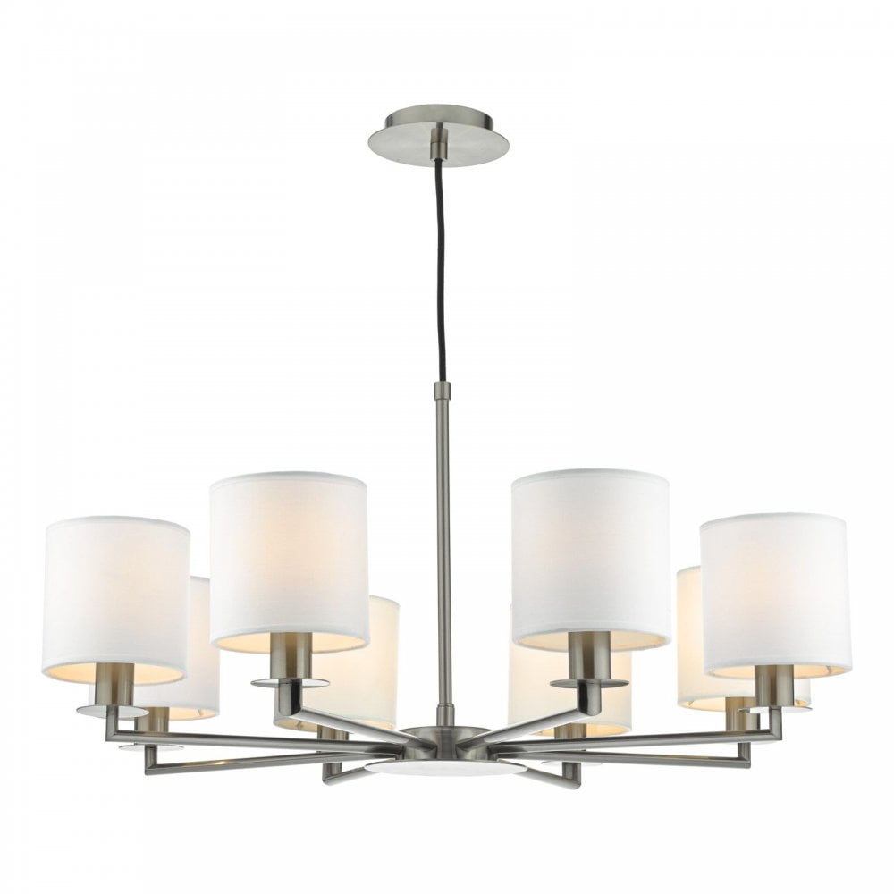 Tyler 8 Light Pendant in Satin Nickel C/W Shades