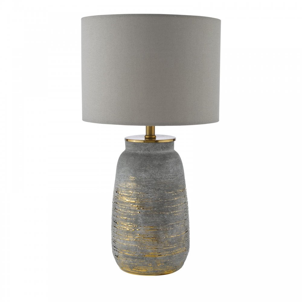 Creon Ceramic Grey & Brass Table Lamp C/W Shade