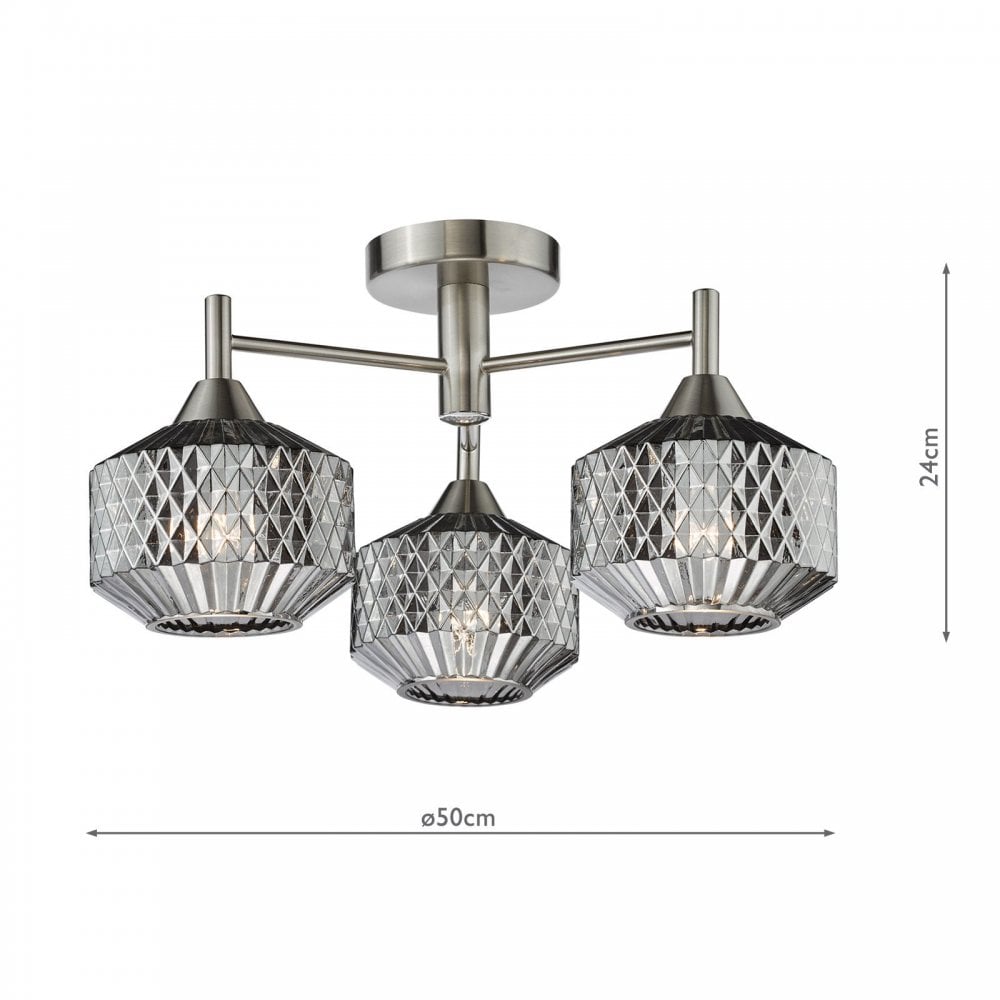 Fabrienne 3 Light Semi Flush Fitting