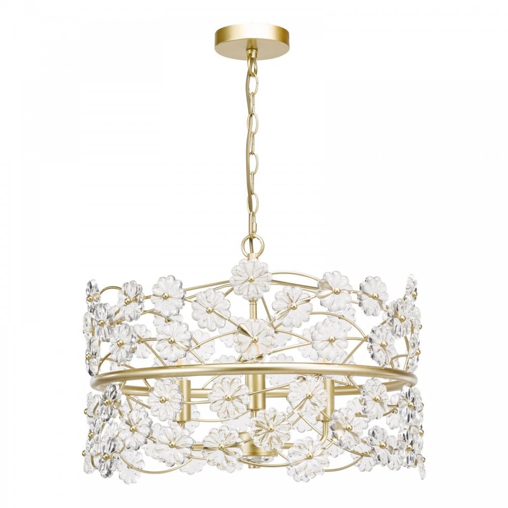 Fonda 3 Light Satin Gold & Glass Pendant