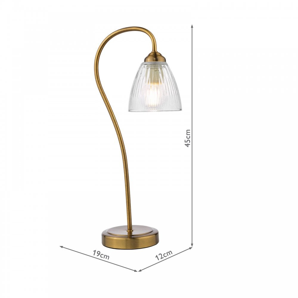 Glynis Bronze Table Lamp with Clear Ribbed Glass