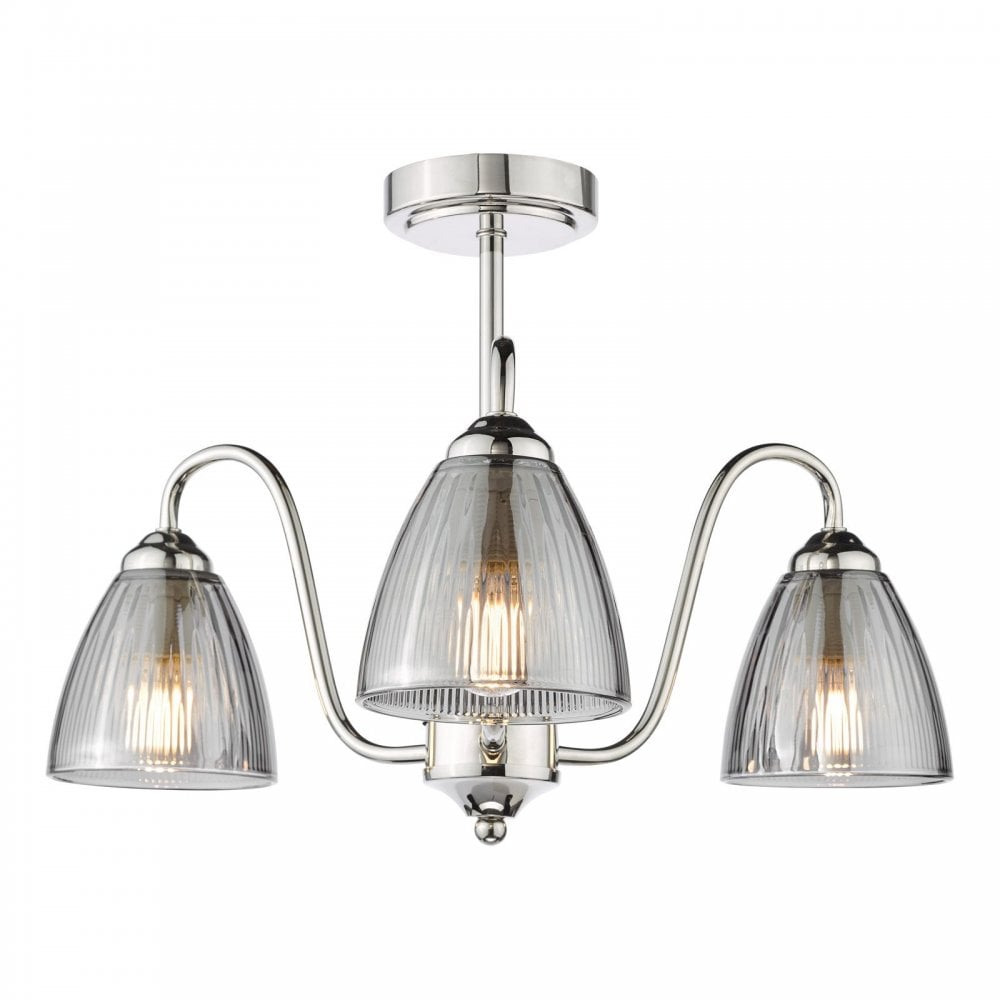 Glynis Polished Nickel 3 Light Semi Flush Fitting