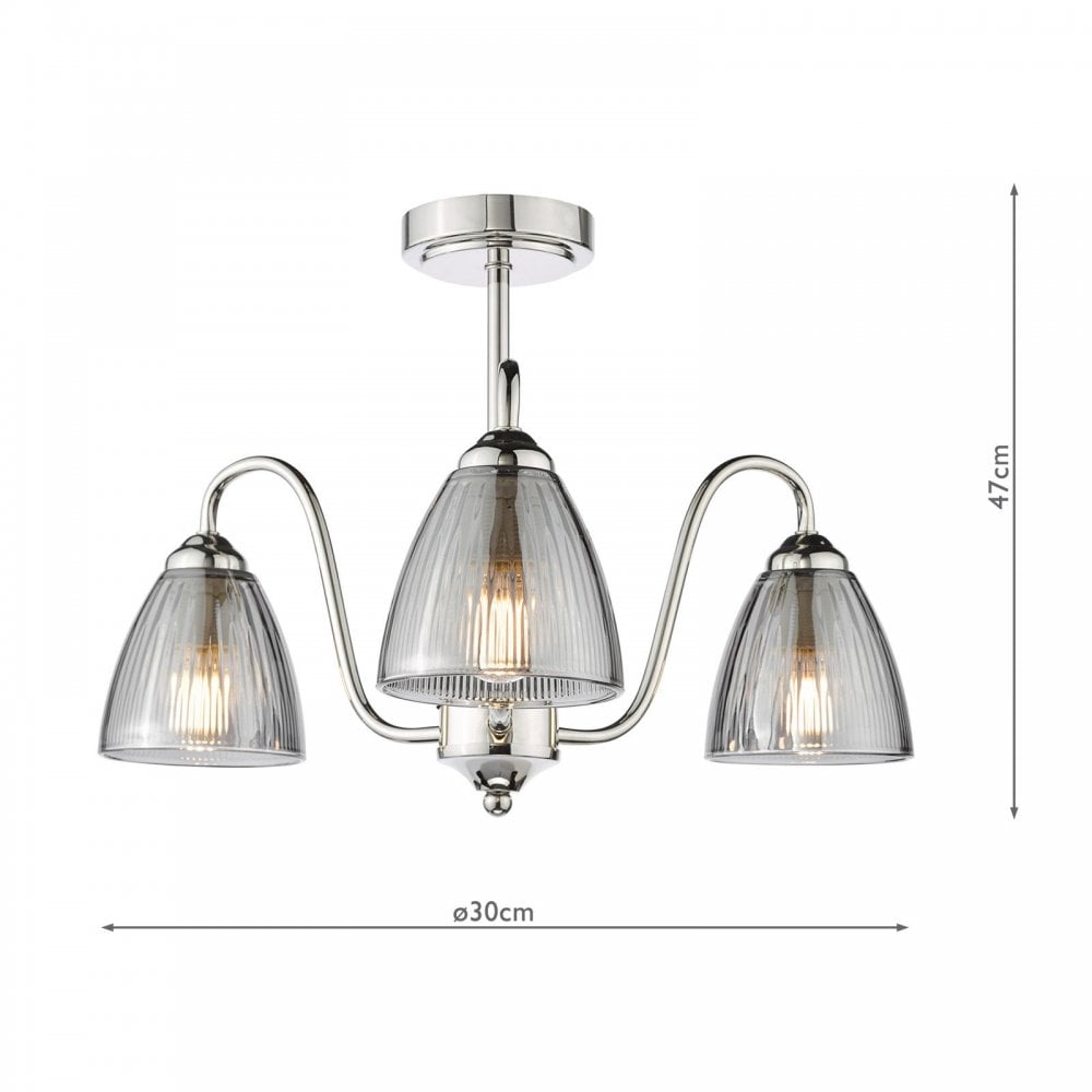 Glynis Polished Nickel 3 Light Semi Flush Fitting
